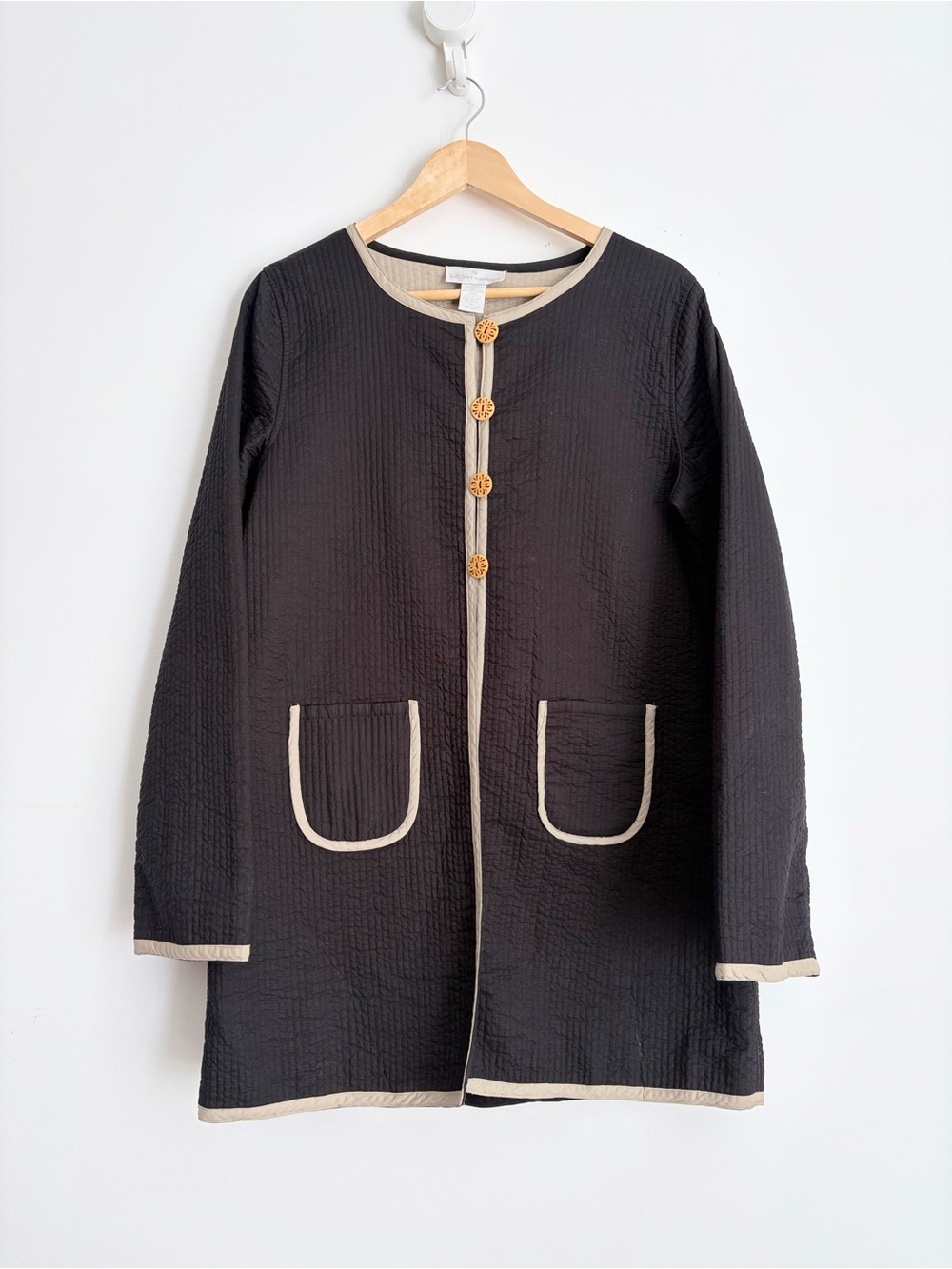 Vintage Soft Surroundings Quilted 100% Cotton Lagenlook Jacket M